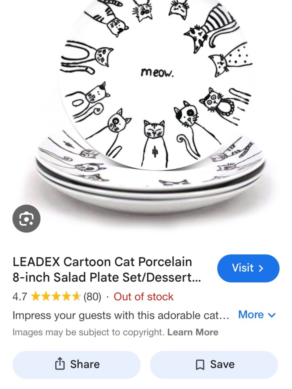 White Cat Cartoon Porcelain salad bowl s- White